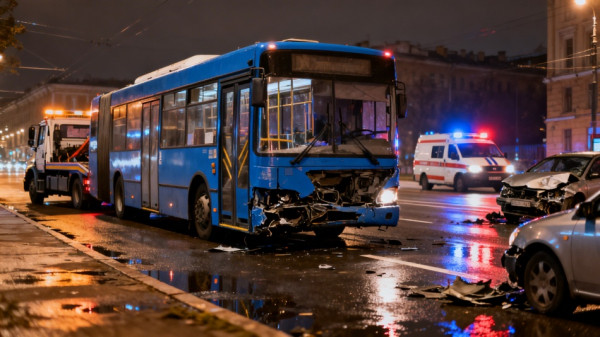 Водитель автобуса потерял сознание и устроил массовое ДТП в Петербурге Водитель автобуса потерял сознание и устроил массовое ДТП в Петербурге