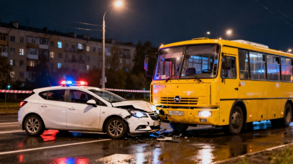 В Колпино пассажир Opel погиб после столкновения с автобусом МАЗ