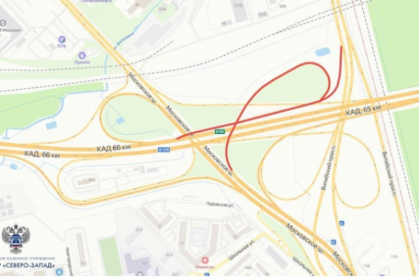 С КАДа на Московское шоссе не съехать до конца мая