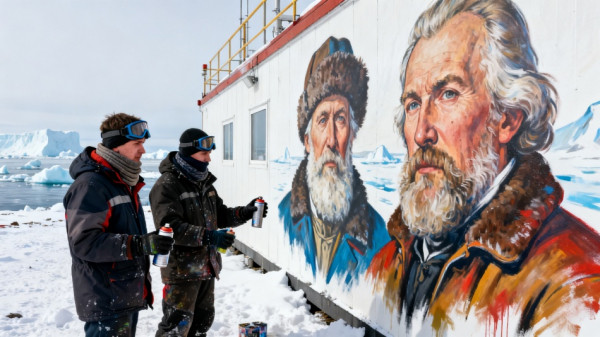 Петербургские художники создали уникальное граффити на станции в Антарктиде Петербургские художники создали уникальное граффити на станции в Антарктиде