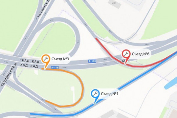 Сразу несколько съездов КАД скоро перекроют