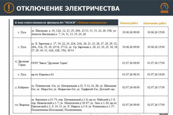 Кудрово, Волхов, Луга. Где в Ленобласти будут отключать свет с понедельника
