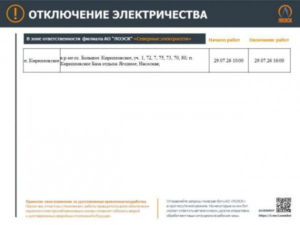 Где будут отключать свет в Ленобласти с понедельника